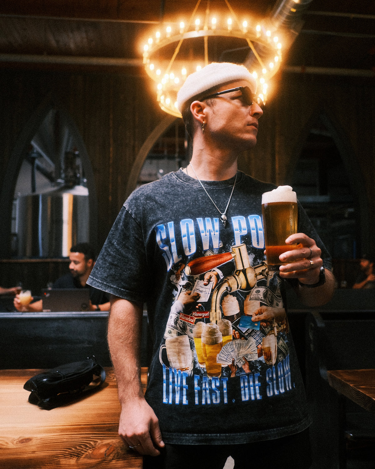 SLOW POUR Acid-Wash Tee