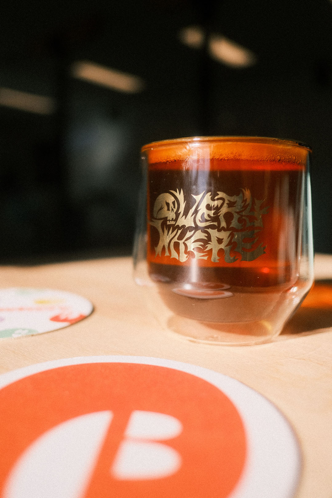 Everywhere x Pilsnerish: Double-Walled Amber Metal Logo Glass