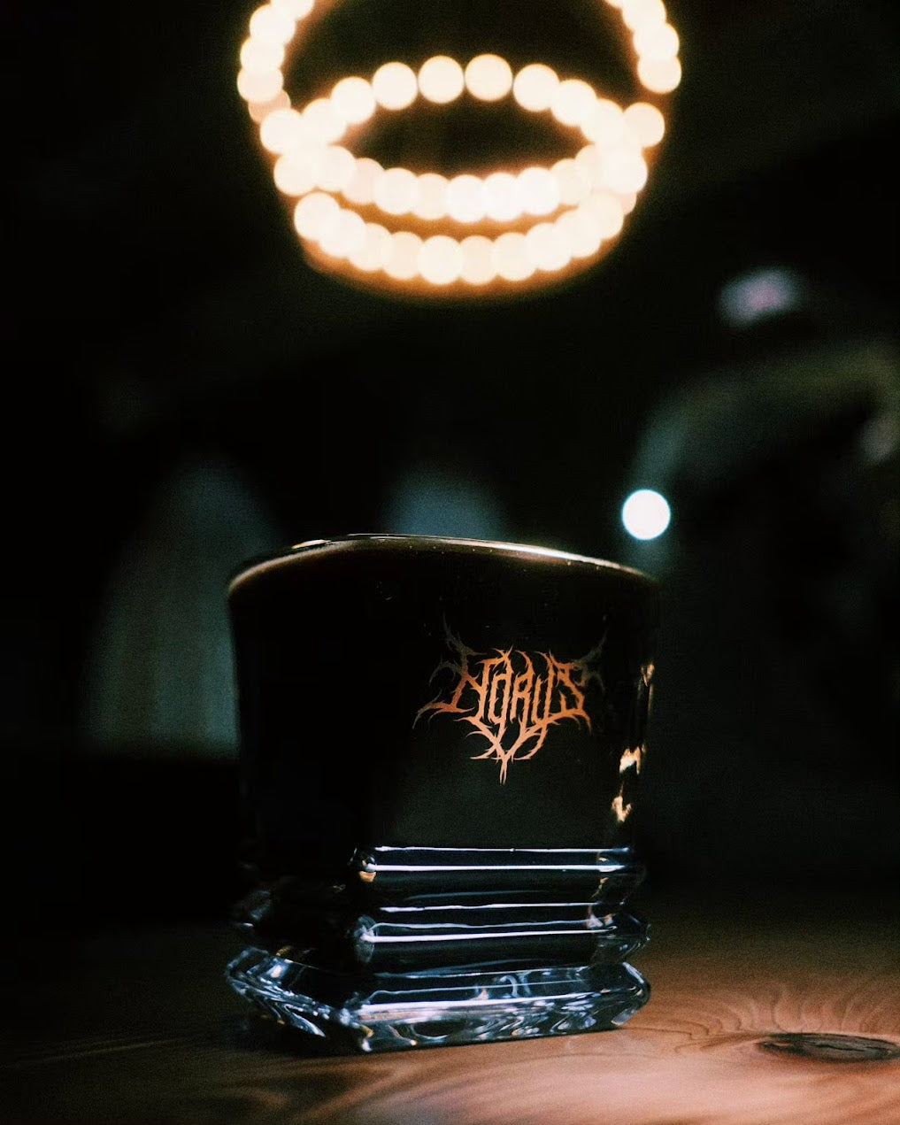 Horus Aged Ales x Pilsnerish - Gold Death Logo Pagoda Bottom Glass