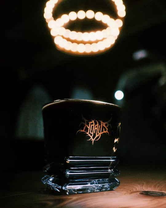 Horus Aged Ales x Pilsnerish - Gold Death Logo Pagoda Bottom Glass