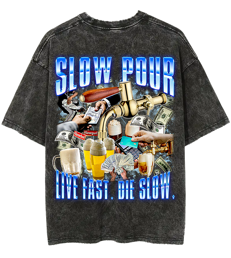 SLOW POUR Acid-Wash Tee