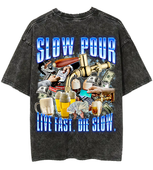 SLOW POUR Acid-Wash Tee